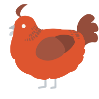 A vermilion and russet chicken with a neck-band pattern