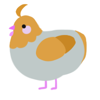 A silver and orange chicken with a head pattern