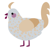 Millie, a mist and beige chicken with a speckle pattern