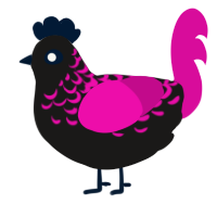 (unnamed), a sable and fuchsia chicken with a half-lace pattern