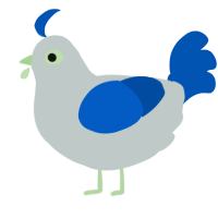 A silver and ultramarine chicken