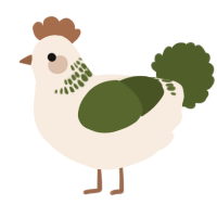A cream and olive chicken with a neck-band pattern