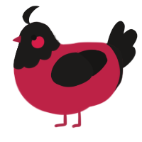A crimson and sable chicken with a head pattern