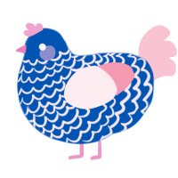 A ultramarine and rose chicken with a lace pattern