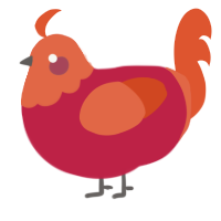 Volcano, a crimson and vermilion chicken with a head pattern