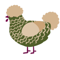 A olive and beige chicken with a lace pattern