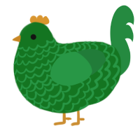 A leaf and viridian chicken with a lace pattern