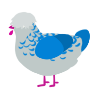 A silver and sapphire chicken with a half-lace pattern