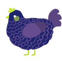 A navy and overcast chicken with a lace pattern