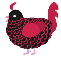 A sable and crimson chicken with a lace pattern