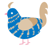 A sapphire and beige chicken with a bar pattern