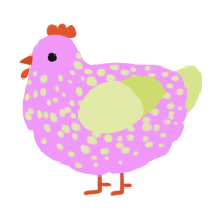 A lavender and lemon chicken with a speckle pattern