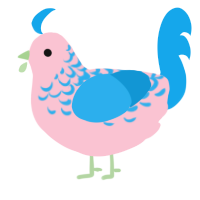 A rose and sky chicken with a half-lace pattern