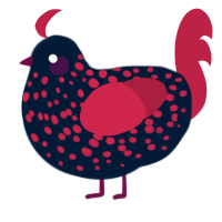 A tumblr and crimson chicken with a speckle pattern