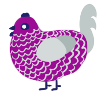 Zeeriva, a plum and silver chicken with a lace pattern