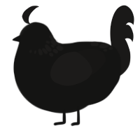 A black and sable chicken with a neck-speckle pattern