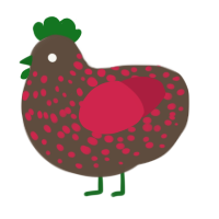 A bark and crimson chicken with a speckle pattern