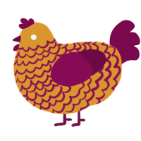 A orange and wine chicken with a lace pattern