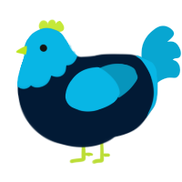 A tumblr and cerulean chicken with a head pattern