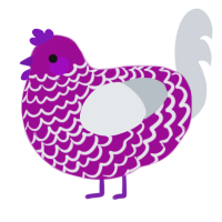 orb, a plum and mist chicken with a lace pattern