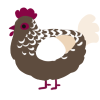 A bark and cream chicken with a half-lace pattern