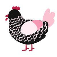 A black and rose chicken with a lace pattern