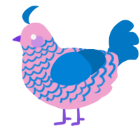 A pink and sapphire chicken with a lace pattern