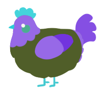 A olive and blurple chicken with a head pattern