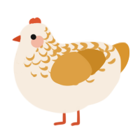 A cream and orange chicken with a half-lace pattern