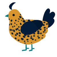 Spotted Flower, a orange and tumblr chicken with a speckle pattern
