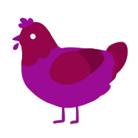 Merlot, a plum and maroon chicken with a head pattern