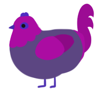 plum pie, a overcast and plum chicken with a head pattern