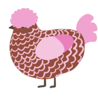 A russet and pink chicken with a lace pattern
