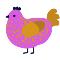 A orchid and ochre chicken with a speckle pattern