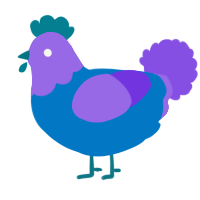 A sapphire and blurple chicken with a head pattern