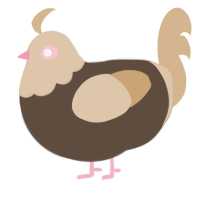 A bark and beige chicken with a head pattern