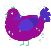 Star, a plum and indigo chicken with a neck-speckle pattern