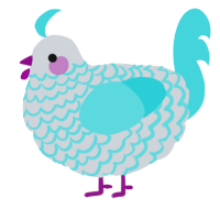 A mist and aqua chicken with a lace pattern