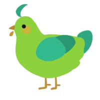 A grass and turquoise chicken