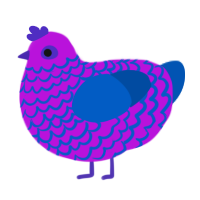 ourple, a amethyst and ultramarine chicken with a lace pattern