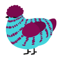 A aqua and wine chicken with a bar pattern