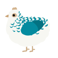 A white and sea chicken with a half-lace pattern