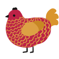 A crimson and orange chicken with a lace pattern