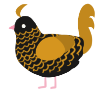 A sable and ochre chicken with a lace pattern