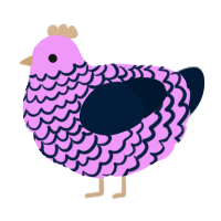 A lavender and tumblr chicken with a lace pattern
