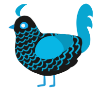 Sky Berry, a sable and cerulean chicken with a lace pattern