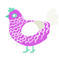 A orchid and white chicken with a lace pattern