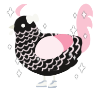 A sable and rose chicken with a lace pattern