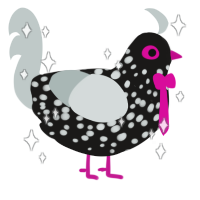creature, a sable and silver chicken with a speckle pattern