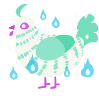 Bubblegum Toothpaste, a white and mint chicken with a bar pattern